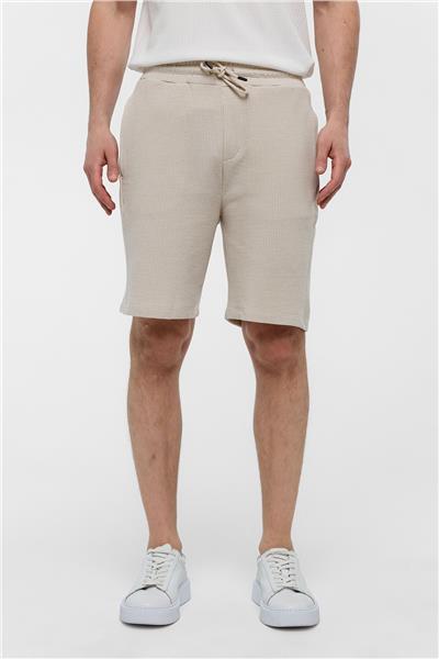 Bej Regular Fit Basic Pamuklu Şort