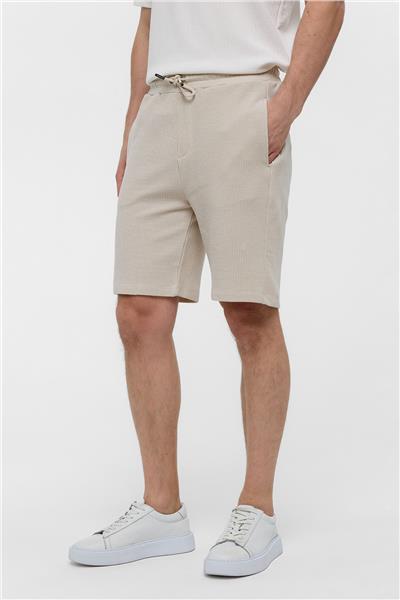 Bej Regular Fit Basic Pamuklu Şort