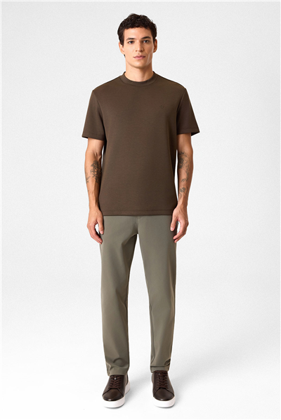 Kahve Regular Fit Basic Tişört