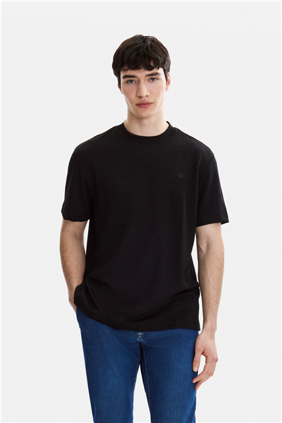 Siyah Regular Fit Basic Bisiklet Yaka Tişört