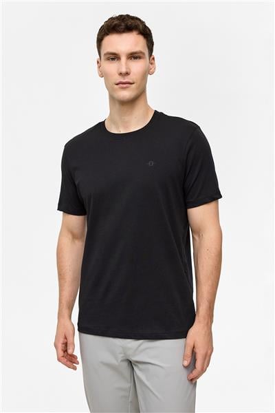 Siyah Regular Fit Bisiklet Yaka Basic Tişört 