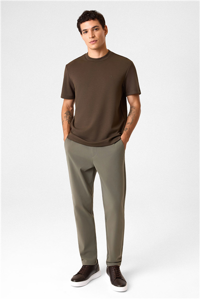Kahve Regular Fit Basic Tişört