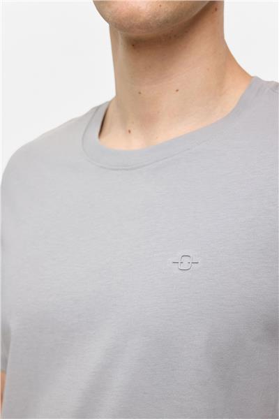 Açık Gri Regular Fit Bisiklet Yaka Basic Tişört 