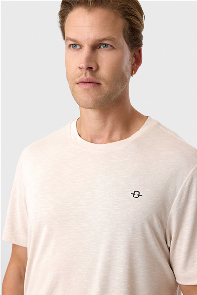 Regular Fit Bej Basic Tişört