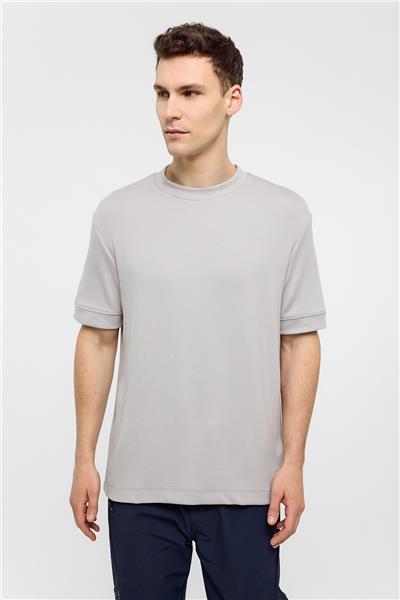 Açık Gri Regular Fit Bisiklet Yaka Basic Tişört