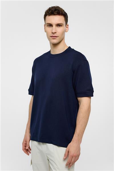 Lacivert Regular Fit Bisiklet Yaka Basic Tişört