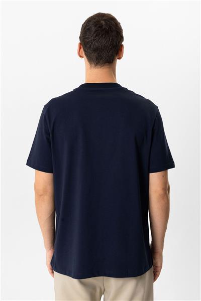 Lacivert Regular Fit %100 Pamuk Bisiklet Yaka Tişört