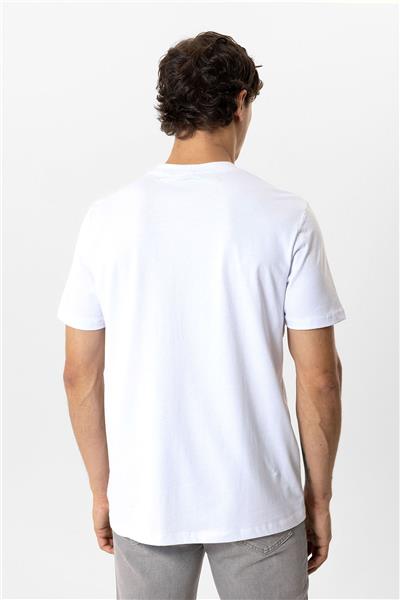 Beyaz Regular Fit %100 Pamuk Bisiklet Yaka Tişört