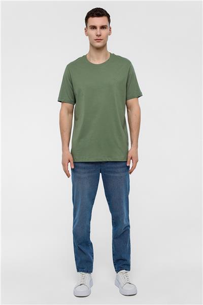 Adaçayı Regular Fit %100 Pamuk Bisiklet Yaka Tişört