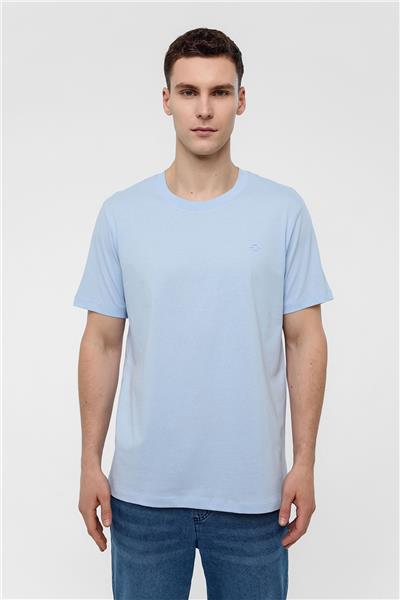 Mavi Regular Fit %100 Pamuk Bisiklet Yaka Tişört