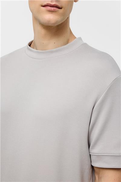 Açık Gri Regular Fit Bisiklet Yaka Basic Tişört