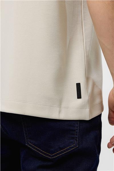 Bej Regular Fit Bisiklet Yaka Basic Tişört