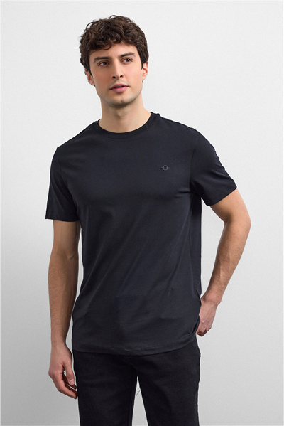 Siyah Regular Fit Bisiklet Yaka Basic Tişört