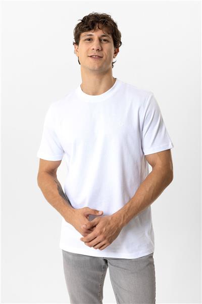 Beyaz Regular Fit %100 Pamuk Bisiklet Yaka Tişört