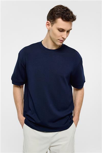 Lacivert Regular Fit Bisiklet Yaka Basic Tişört