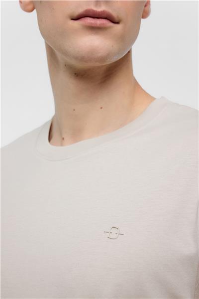 Bej Regular Fit %100 Pamuk Bisiklet Yaka Tişört