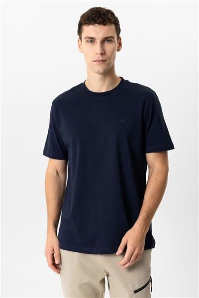 Lacivert Regular Fit %100 Pamuk Bisiklet Yaka Tişört