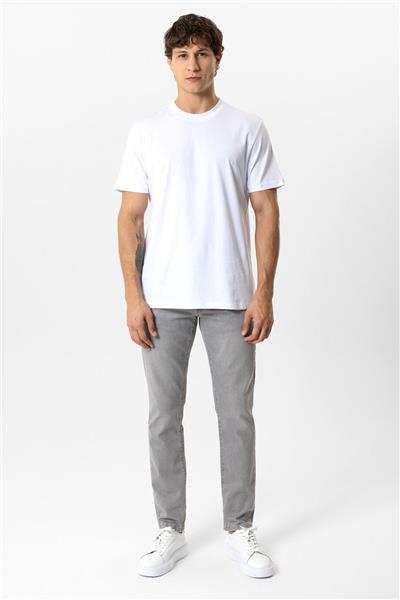 Beyaz Regular Fit %100 Pamuk Bisiklet Yaka Tişört
