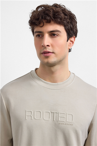 Bej Regular Fit Bisiklet Yaka Sweatshirt