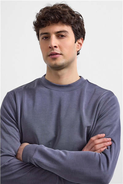 Antrasit Regular Fit Bisiklet Yaka Sweatshirt