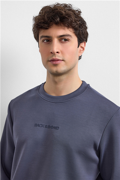 Antrasit Regular Fit Bisiklet Yaka Sweatshirt