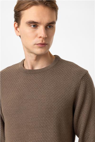 Vizon Regular Fit Pamuklu Bisiklet Yaka Triko Kazak