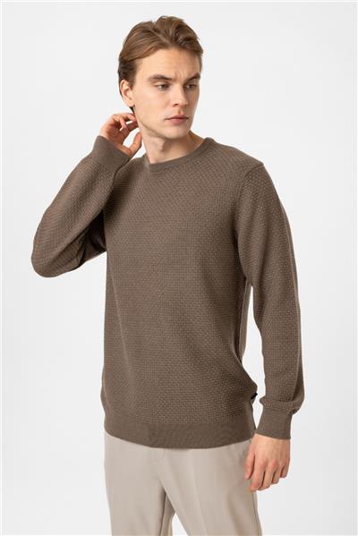 Vizon Regular Fit Pamuklu Bisiklet Yaka Triko Kazak