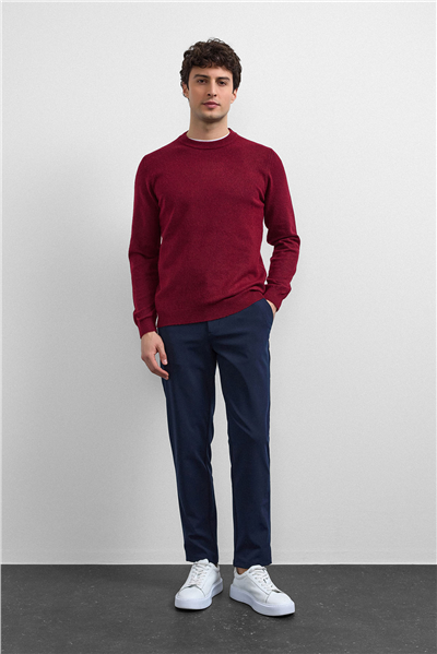 Bordo Regular Fit Bisiklet Yaka Triko Kazak