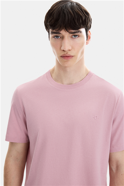 Gül Kurusu Regular Fit Örme Bisiklet Yaka Tişört