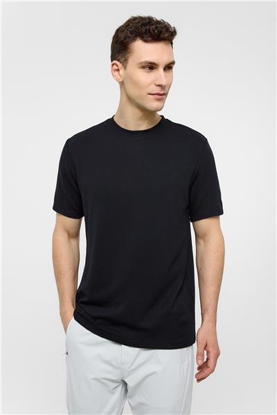 Siyah Regular Fit Bisiklet Yaka Tişört