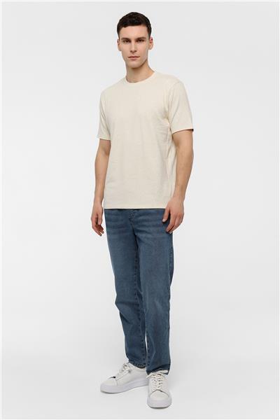 Ekru Regular Fit Bisiklet Yaka Tişört