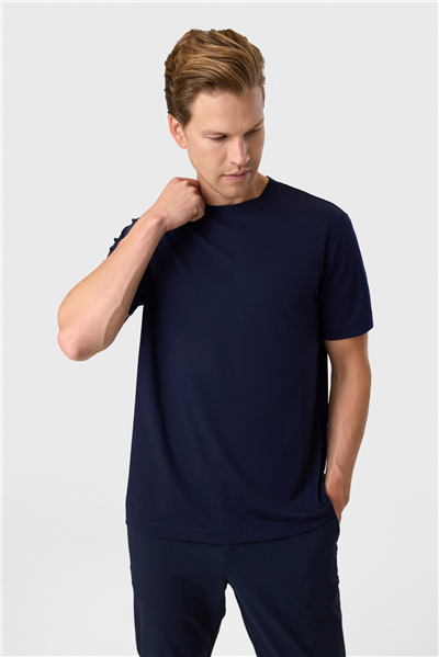 Regular Fit Lacivert Bisiklet Yaka Tişört