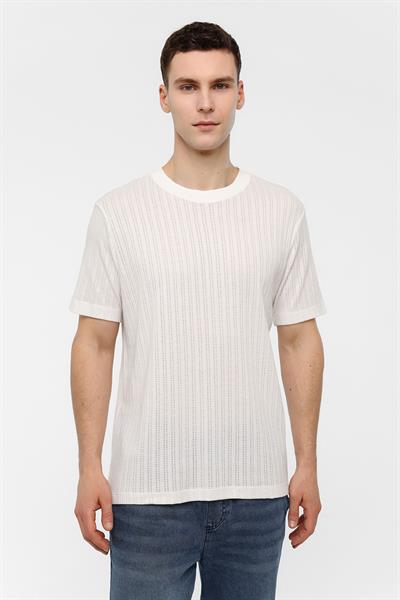 Beyaz Regular Fit %100 Pamuk Bisiklet Yaka Tişört