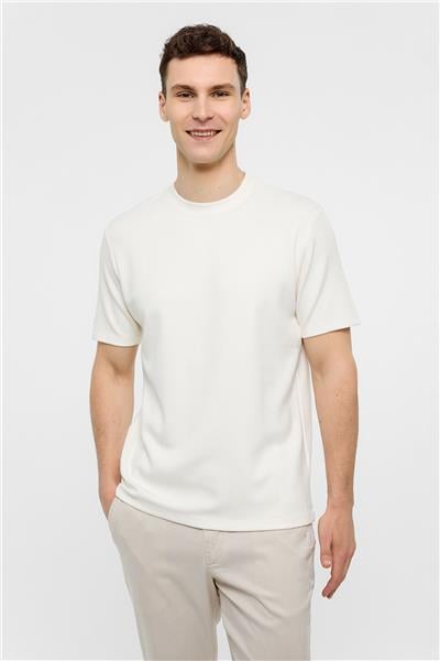 Beyaz Regular Fit Bisiklet Yaka Tişört