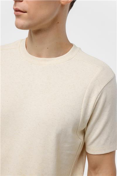 Ekru Regular Fit Bisiklet Yaka Tişört