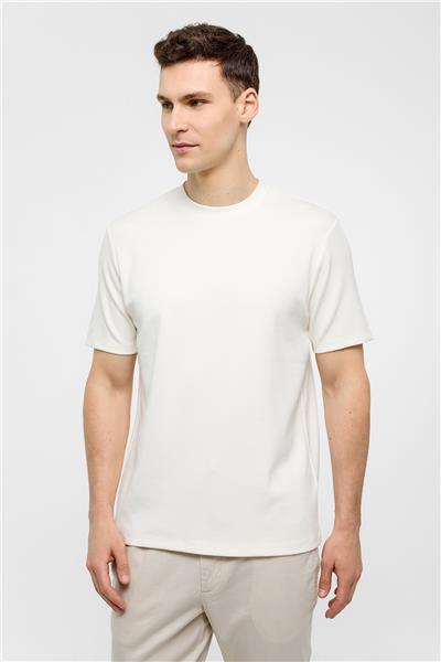 Beyaz Regular Fit Bisiklet Yaka Tişört