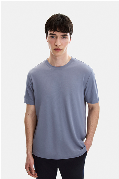 Mavi Regular Fit Bisiklet Yaka Tişört