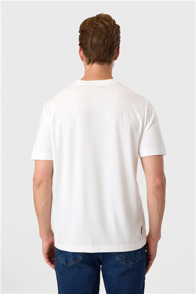 Regular Fit Ekru Bisiklet Yaka Tişört