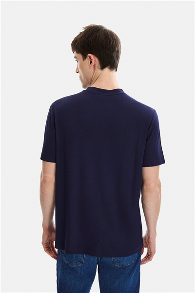 Lacivert Regular Fit Bisiklet Yaka Tişört