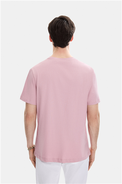 Gül Kurusu Regular Fit Örme Bisiklet Yaka Tişört