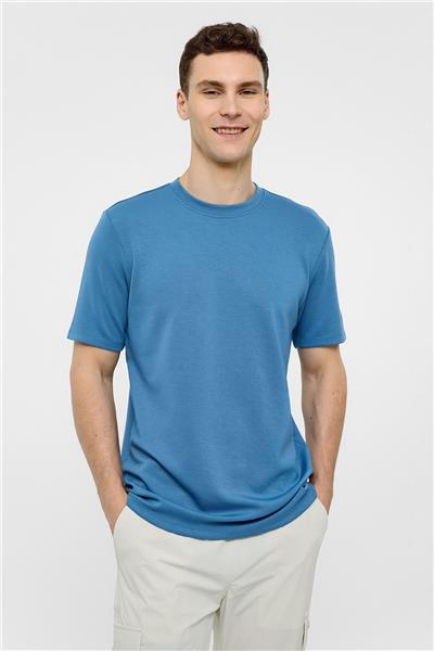 İndigo Regular Fit Bisiklet Yaka Tişört