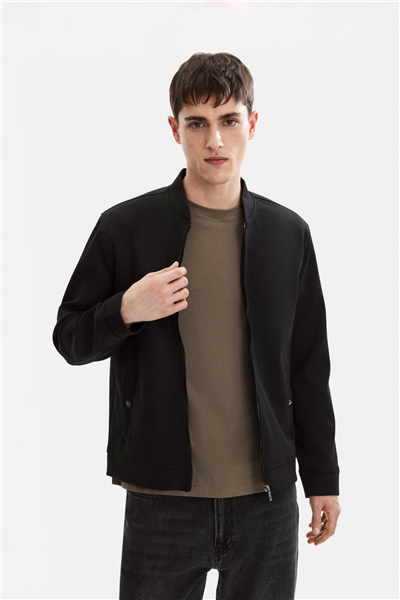 Siyah Regular Fit Bomber Ceket