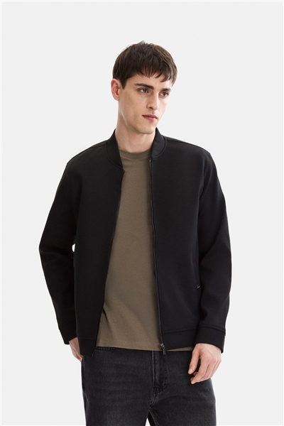 Siyah Regular Fit Bomber Ceket