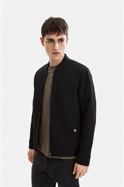 Siyah Regular Fit Bomber Ceket