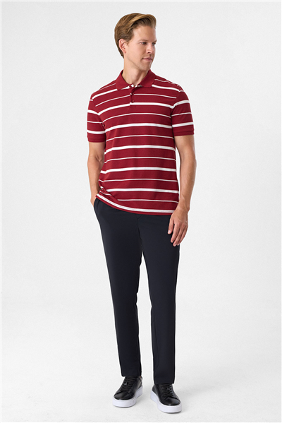 Regular Fit Bordo Düğmeli Polo Yaka Tişört