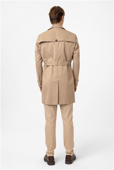 Bej Regular Fit Casual Kruvaze Trençkot