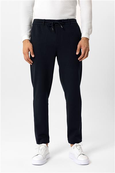 Lacivert Regular Fit Beli Bağcıklı Jogger Pantolon