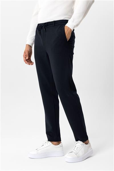 Lacivert Regular Fit Beli Bağcıklı Jogger Pantolon