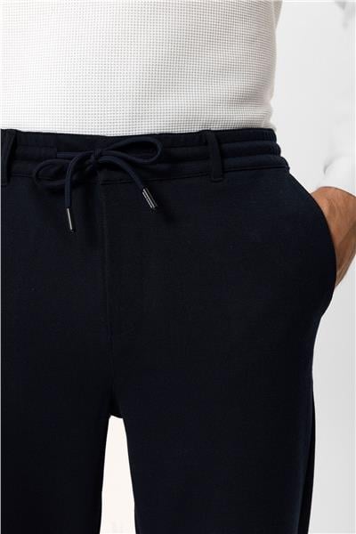 Lacivert Regular Fit Beli Bağcıklı Jogger Pantolon