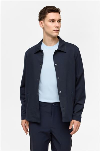 Lacivert Regular Fit Jakarlı Gömlek Yaka Mont